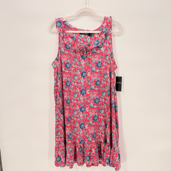 Lauren Ralph Lauren NWT Floral Nightgown Sleepwear Pink Blue Sleeveless Size M - Picture 2 of 8